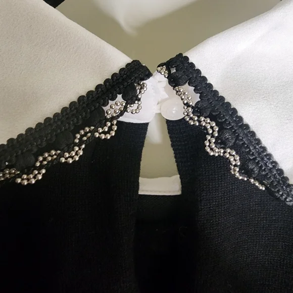 Karl Lagerfeld White and Black Collar Detail Sweater Size M - Picture 4 of 4